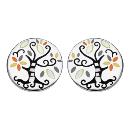 Boucles d'oreilles Acier 316 L Arbre de Vie Jaune et Nacre 