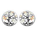 Boucles d'oreilles Acier 316 L Arbre de Vie Jaune et Nacre 