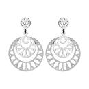 Boucles d'oreilles Acier 316 L Pendantes Rond Ajouré Partie Granité