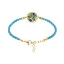 Bracelet Acier 316 L Doré Jaune avec Résine Bleu et Verte Cordon Bleu