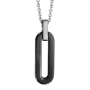 Collier Acier 316 L Pendentif Rectangulaire Ceramique Noir