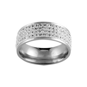 Bague Acier 316 L Zirconium Blanc Style Alliance