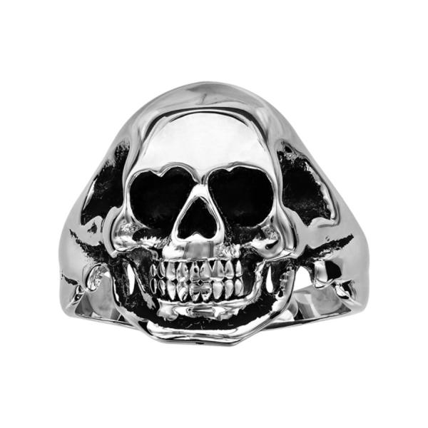 Bague Acier 316 L Chevalière Tête de Mort Lisse