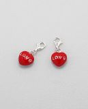 Charms Argent 925 Coeur Rouge Love