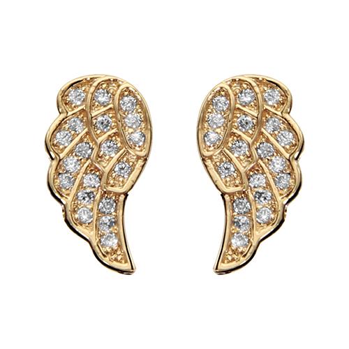 Boucles d'oreilles Plaqué Or Ailes d'Ange avec Zirconium Sertis