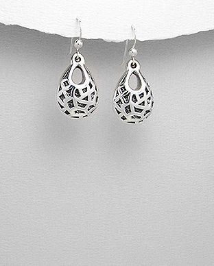 Boucles d'oreilles Argent 925 Goutte avec Motifs