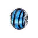 Charms Argent 925 Perle Murano Bleu avec Trait Noir