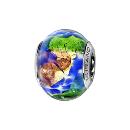 Charms Argent 925 Perle Murano Bleu Vert