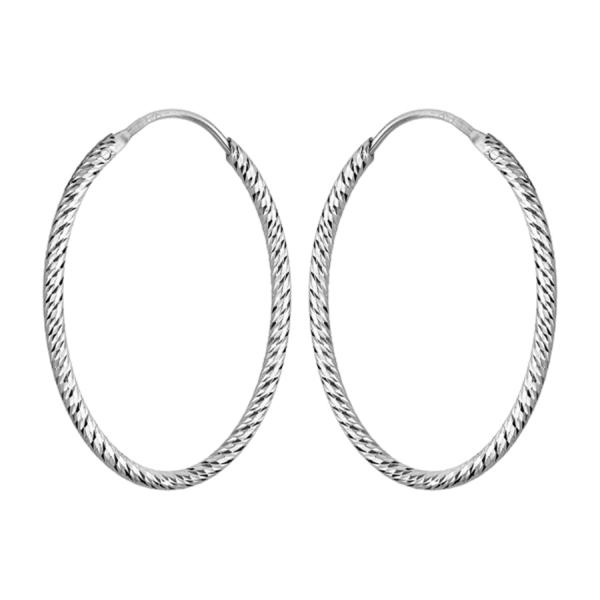 Boucles d'oreilles Argent 925 Créole Ovale Diamanté 35 mm
