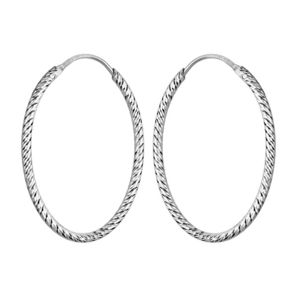 Boucles d'oreilles Argent 925 Créole Ovale Diamanté 35 mm