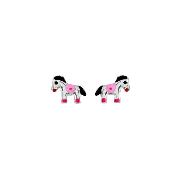 Boucles d'oreilles Argent 925 Enfant Poney Rose