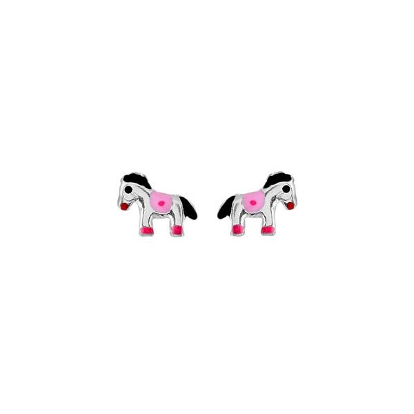 Boucles d'oreilles Argent 925 Enfant Poney Rose