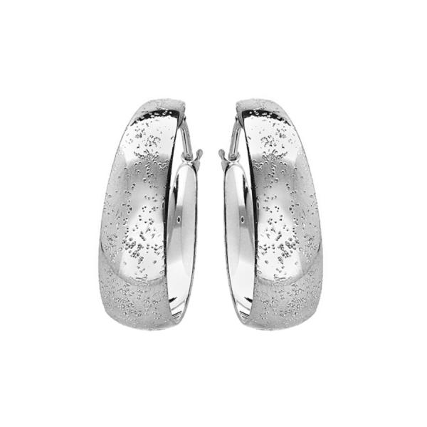 Boucles d'oreilles Argent 925 Créole Diamantée Aspect Pailletée 35 mm