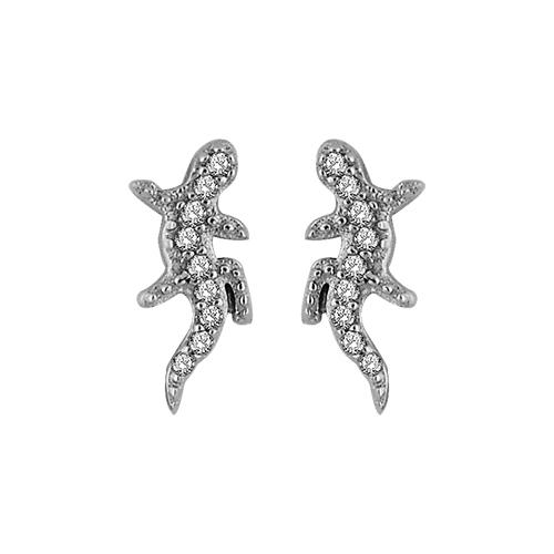 Boucles d'oreilles Argent 925 et Zirconium Salamandre