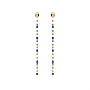 Boucles d'oreilles Tige Argent 925 Dorure Jaune Olives Résine Bleu Foncé