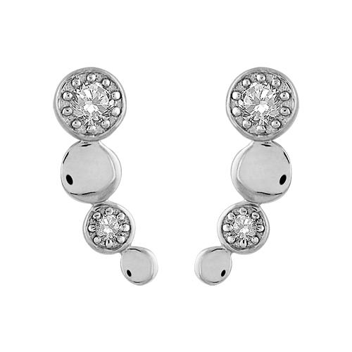 Boucles d'oreilles Argent 925 Pastilles Zirconium et Lisses