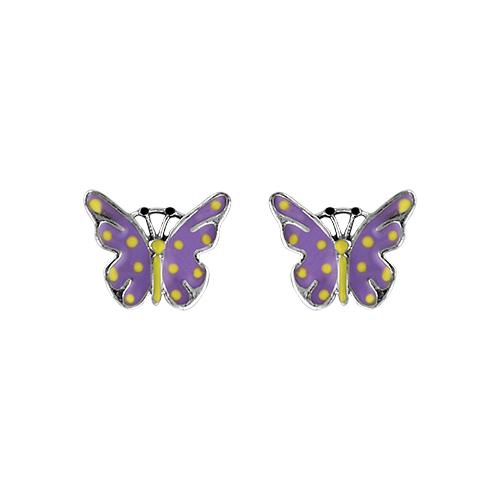 Boucles d'oreilles Argent 925 Enfant Papillon Violet