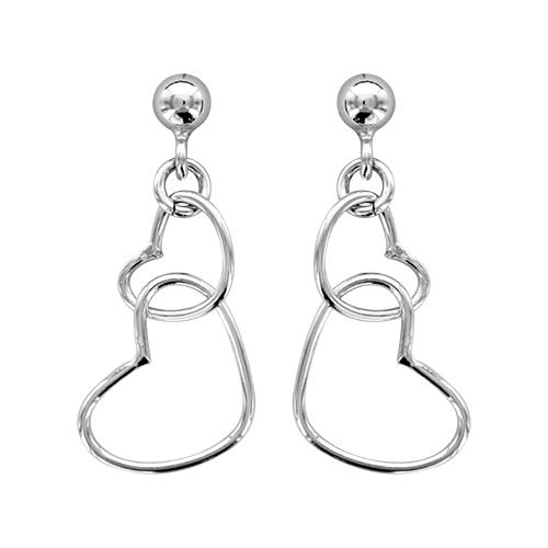 Boucles d'oreilles Argent 925 Double Coeurs