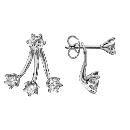 Boucles d'oreilles Argent 925 Double avec 3 Tiges Zirconium Sertis