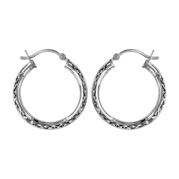Boucles d'oreilles Argent 925 Créole Diamantée 25 mm
