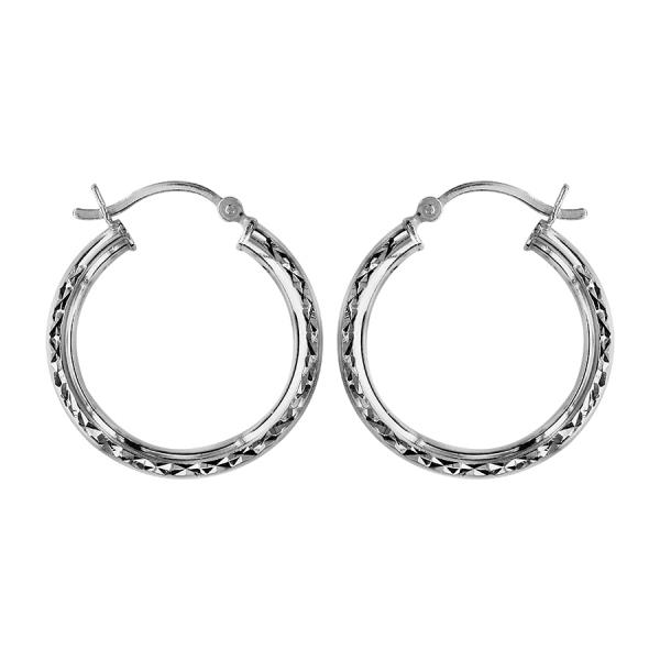 Boucles d'oreilles Argent 925 Créole Diamantée 25 mm