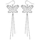 Boucles d'oreilles Argent 925 Papillon Ajouré 3 Chainettes