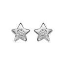 Boucles d'oreilles Argent 925 Petite Etoile avec Zirconium Serti