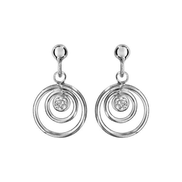 Boucles d'oreilles Argent 925 Spirale avec Zirconium Blanc 
