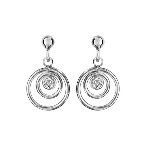 Boucles d'oreilles Argent 925 Spirale avec Zirconium Blanc 