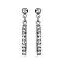 Boucles d'Oreilles Argent 925 Pendante Barette et Zirconium Sertis