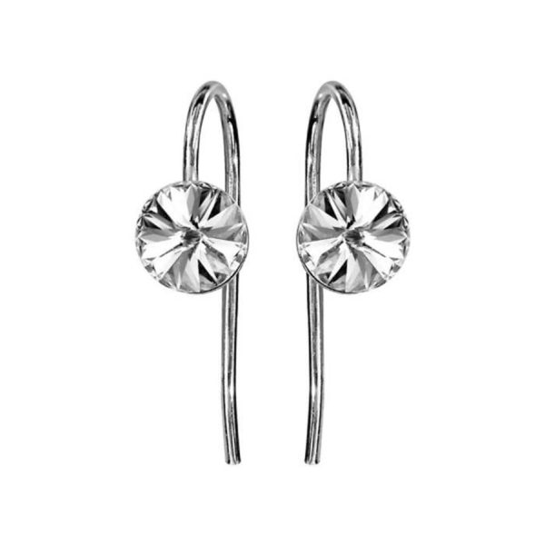 Boucles d'Oreilles Argent 925 Crochet Cristal Blanc