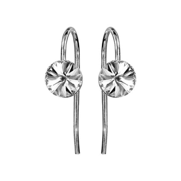 Boucles d'Oreilles Argent 925 Crochet Cristal Blanc