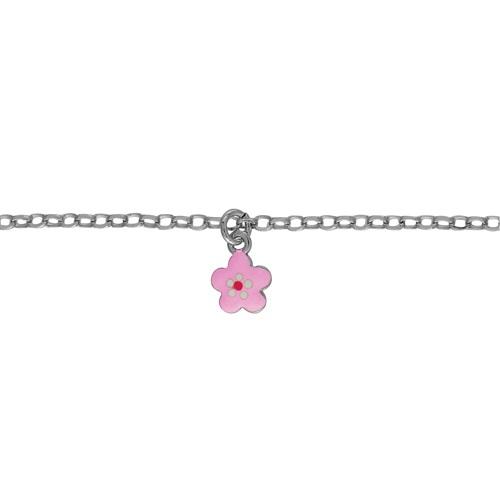 Bracelet Argent 925 Enfant 3 Pampilles Fleurs Rose