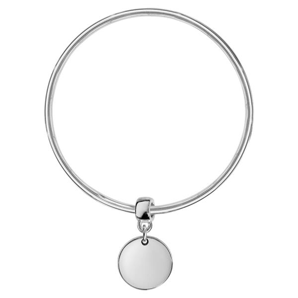 Bracelet Argent 925 Jonc Massif Rond Coullissant 3 mm Diam. 66 mm