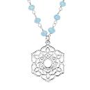 Collier Argent 925 Fleur Ajourée avec Pierres Bleu Ciel 