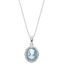 Collier Argent 925 Pendentif Camé Bleu