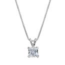 Collier Argent 925 Pendentif Zirconium Carré