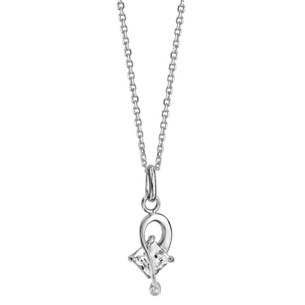 Collier Argent 925 Motif Carré et Goutte Ajouré Zirconium Sertis