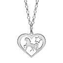 Collier Argent 925 Pendentif Licorne Coeur Ajouré