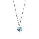 Collier Argent 925 Pendentif Cube Cristal Bleu Ciel