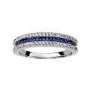 Bague Argent 925 3 Rangs Zirconium Sertis Bleu
