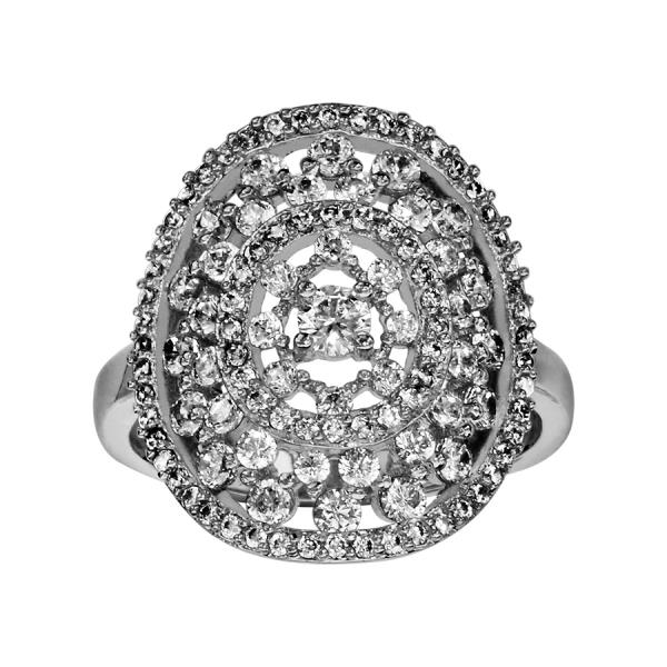 Bague Argent 925 Ovale Ajouré Multi Zirconium Sertis