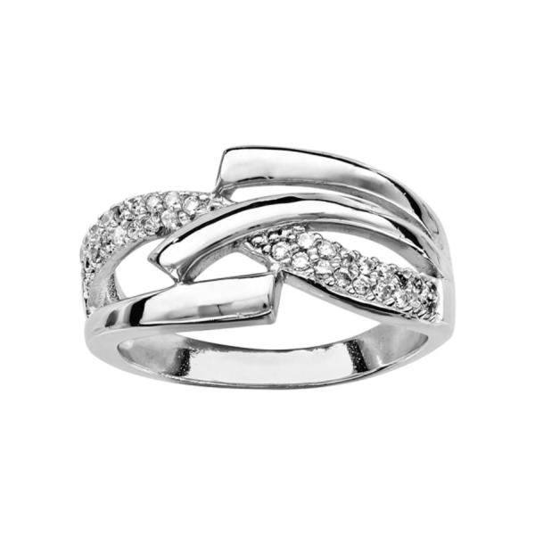 Bague Argent 925 Croisée Zirconium Sertis