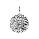 Pendentif Argent 925 Martelé Zodiaque Gémaux