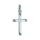 Pendentif Argent 925 Croix Strié 20 mm