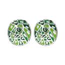 Boucles d'oreilles Acier 316 L Résine Vert et Nacre 