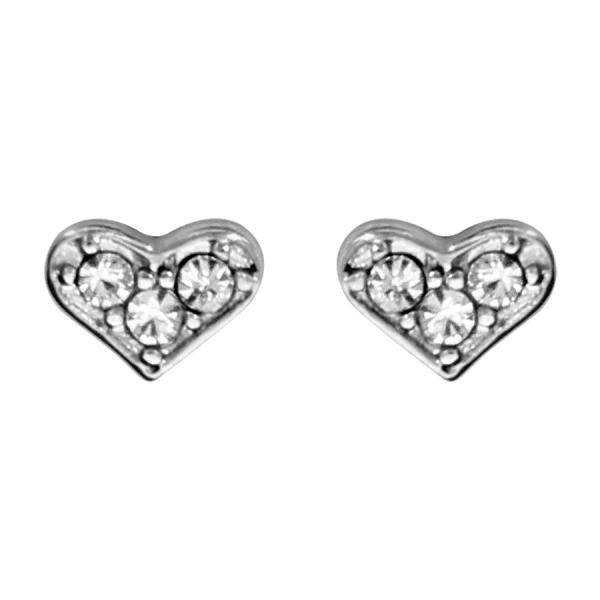 Boucles d'oreilles Acier 316 L Enfant Coeur avec Zirconium Sertis