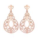 Boucles d'oreilles Acier 316 L Rosé Pendante Spirale Ajouré Partie Granité