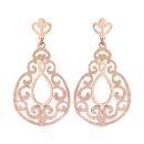 Boucles d'oreilles Acier 316 L Rosé Pendante Spirale Ajouré Partie Granité