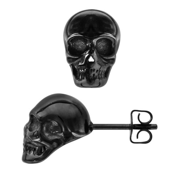 Boucles d'oreilles Acier 316 L Noir Tête de Mort